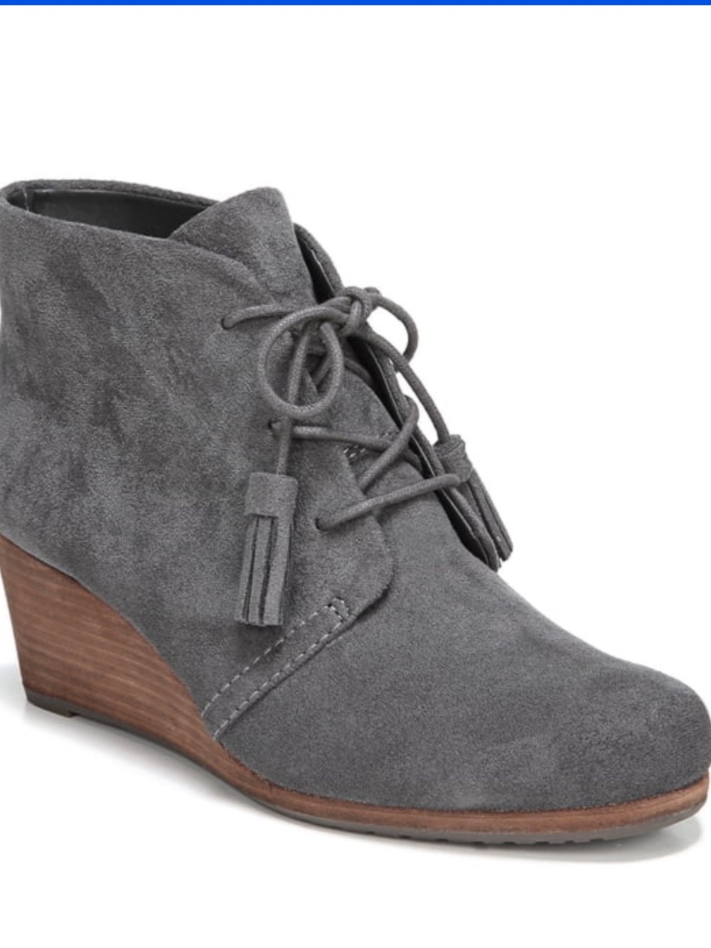 NEW Dr. Scholl's Womens Dakota Wedge Ankle Bootie Gray Faux Suede Size 6.5 Wide